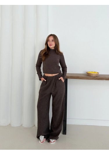 Balıkçı Yaka Örme Takım Kahve St265865 Kahve