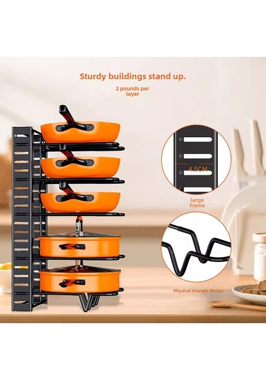 Yifomall Siyah Dikey 5 Katlı Mutfak Tencere Rakımı - Yüksekliği Ayarlanabilir, Çok Amaçlı, Masüstü Gereç Depolama Rafı Diğer