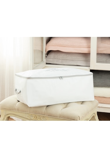 Madame Coco Çiçek Desen Baskılı Hurç - Beyaz / Gri Bhu-1252x28x21cm-beyaz/gri Beyaz - Gri