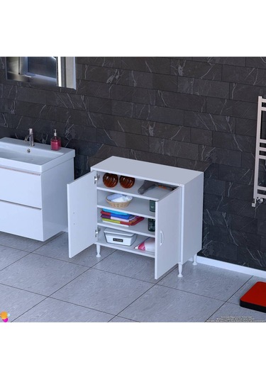 85 X 75 X 32,5 Cm Lik 2 Kapaklı 4 Göz Raf Dolap,organizatör Mutfak Dolabı Çok Amaçlı Dolap Beyaz