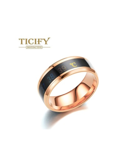 Rose Gold Paslanmaz Çelik Sıcaklık Halkası Vücut Sıcaklığı Akıllı Sıcaklık Algılama Titanyum Çelik Çift Yüzük Rose Gold Paslanmaz Çelik Sıcaklık Halkası Vücut Sıcaklığı Akıllı Sıcaklık Algılama Titanyum Çelik Çift Yüzük