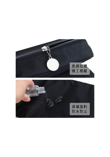 Qingmipy Siyah Çok Amaçlı Çift Katlı Pinsel Çantası - Seyahat Ve Günlük Kullanıma Uygun Makyaj Aletleri Saklama Çantası