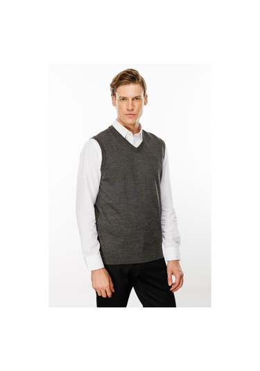 Desen Triko Erkek Süveter 21600 Koyu Füme