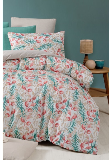 Lastikli Çarşaflı Tek Kişilik Nevresim Takımı Lemon Red Kırmızı-yeşil