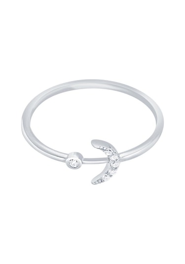 Diamond Line - Gülaylar - Beyaz Altın 14 Ayar Ay Yüzük