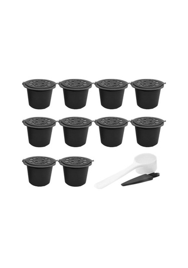 Metabagua 10 Adet Kahve Kapsül Filtresi Kaşık Fırçalı Siyah G6hyı2 Siyah
