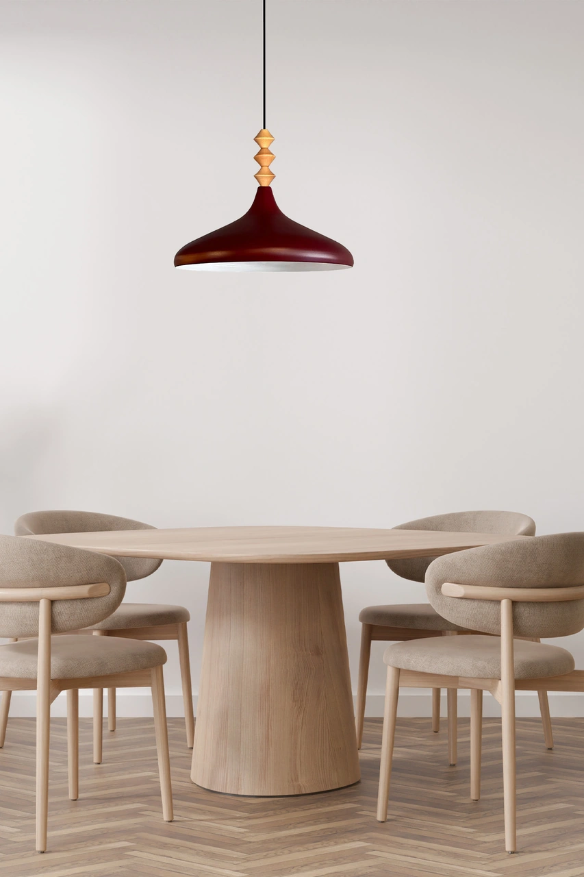 Vişne Çürüğü Q Ahşap Tekli Avize Sarkıt Salon Mutfak Cafe Butik Lamba Aydınlatma Avizeler Vişne Çürüğü