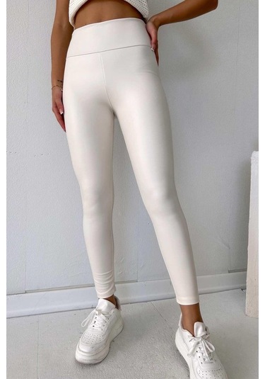 Gülsüm Aydın Kadın Yüksek Bel Içi Şardonlu Fırsat Ürün Toparlayıcı Tayt Beyaz