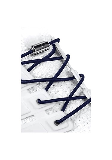 Ayarlanabilir 1 Çift Lacivert Vidalı Kapsül Uçlu Yuvarlak Lastik Pratik Bağcık Lacivert