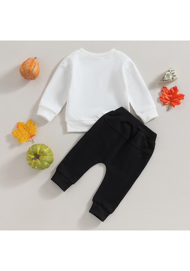 Beyaz Bebek Erkek Sonbahar Giysileri Set Kazak + Pantolon 2 Adet Bebek Yürüyor Çocuk Pamuk Ev Takım Elbise Kış Bahar Bebek Giysileri Beyaz