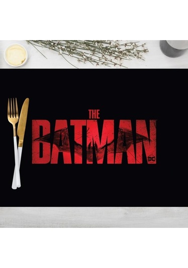 The Batman Black Kumaş Amerikan Servis 4'lü Set 35x50cm Warner Bros Lisanslı Ürün, Keten Kumaş Çok Renkli