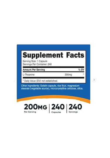 Nutricost L-theanine 200 Mg 240 Capsules.usa.43. Aromasız