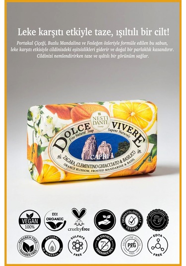 Nesti Dante Sabun Dolce Vivere Capri Turunçgil Kokusu Vegan Bakım 250 G