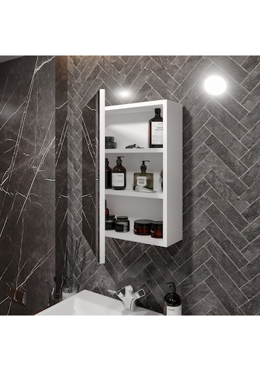 Rosepal Mobilya Luna Aynalı Beyaz Banyo Dolabı Beyaz
