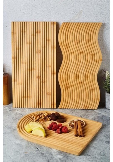 Lena 3'lü Bambu Sunum Tahtası Seti Bambu Bambu