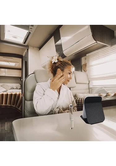 Honeybeeshop Pembe Işıklı Makyaj Aynası Taşınabilir 3 Renk Aydınlatma Dokunmatik Şarj Edilebilir Led Pembe