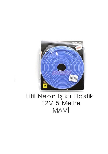 Carub Fitil Neon Işık Şeffaf Elastik 12v 5mt Mavi
