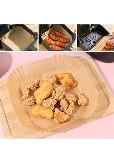 Petinka Air Fryer Pişirme Kağıdı Tek Kullanımlık 23 Cm Kare Xxl Pişirme Kağıdı 50 Adet