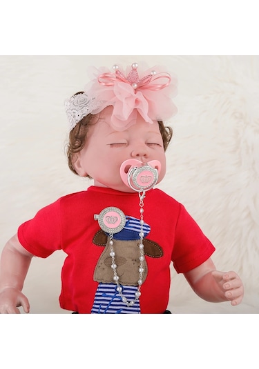 Emzik Tutucu Bling Bpa  Silikon Lüks Emzik Ve Ler İçin Kafa Kahverengi Kahverengi