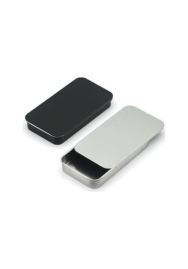 Metal Dikdörtgen Boş Mini Teneke Kutu Teneke Plaka İtme Şeker Hap Kutuları Saklama Kutusu Siyah