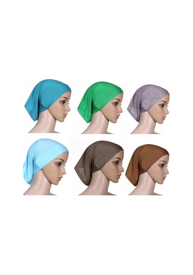 Beyaz Yüz Altında Eşarp Tüp Kaput Kap Kemik İslam Kadın Baş Örtüsü Başörtüsü Beyaz