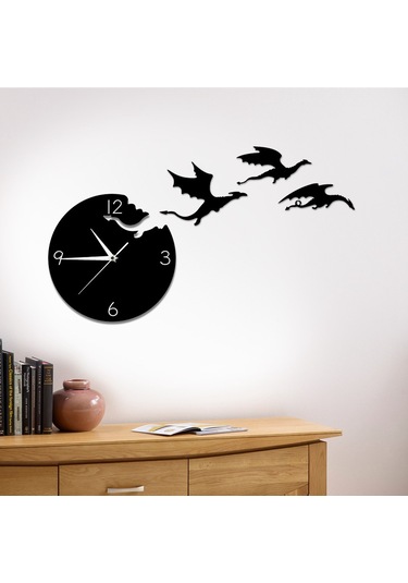Gatherco Yaratıcı Akrilik Duvar Saati Uçan Ejderha Sessiz Kendin Yap Duvar Sticker Duvar Saati Çocuk Odası Dekorasyonu Aynalı Duvar Saati Diğer