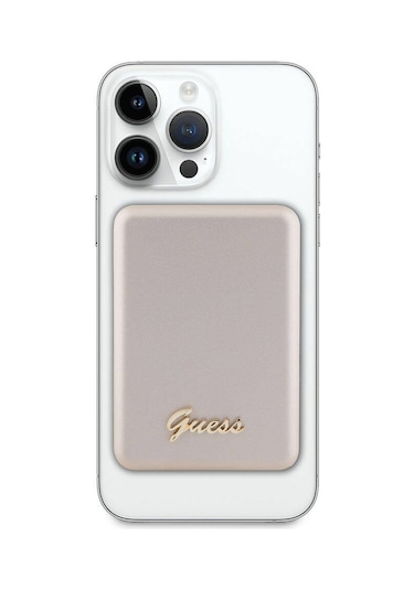 Guess Lisanslı Magsafe Şarj Özellikli Metal Yazı Logolu Powerbank 3000mah 5w Gold