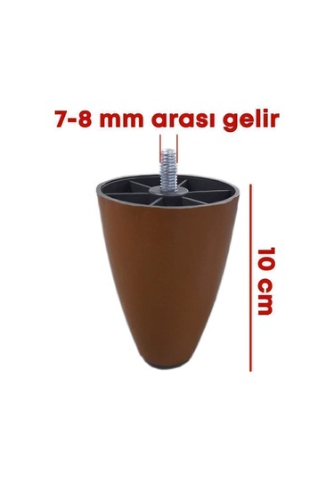 10 Cm Ceviz Cıvatalı Armut Plastik Ayak M8 - Masa Ayakları Masa Ayakları Kahverengi Diğer