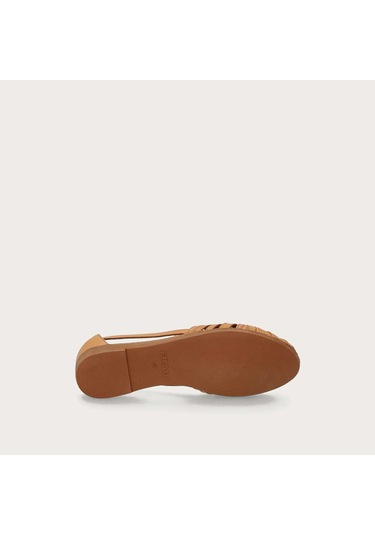 Caramello Sandalet Kadın 03m4 Frau Leather Caged Ballet Flats Wıth Thın Straps Turuncu