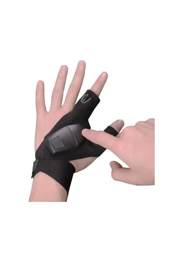 Youtek Led Işıklı Yarım Parmak Balıkçılık Eldiveni, Solunumlu Dış Mekan Aydınlatma, Tamir Parmak Lambası, Yem Aydınlatıcı Eldiven