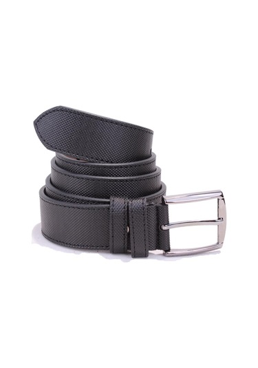 Dagoster DMK26-354 Siyah 4 CM Suni Deri Erkek Kemer Siyah Baskılı Siyah