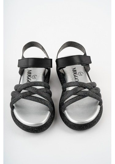 Muggo Jazz Garantili Günlük Ortopedik Hafif Taban Örgü Detaylı Cırtlı Kız Çocuk Sandalet 001