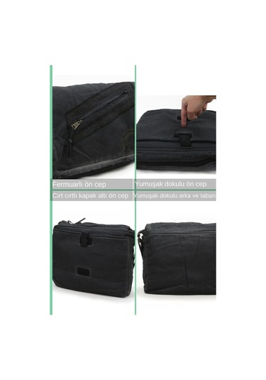 Vintage Küçük Salaş Unisex Günlük Çapraz Postacı Çantası S Boy 26x20cm Siyah