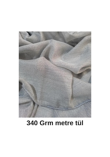 Keten Tül Çuval Desen Görünümlü 1/3 Sık Boru Pileli Krem