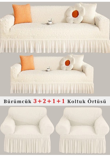 Upmall Bürümcük Koltuk , Çekyat Örtüsü, Kılıfı 3211 Krem Krem