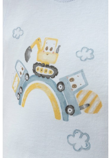 %100 Pamuklu Cloud Cars T-shirt Mavi
