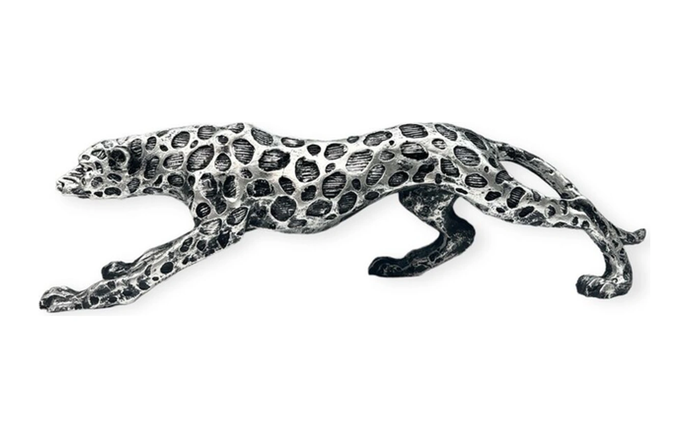 Dekoratif Polyester Leopar Biblo Gümüş Eskitme