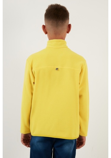 Lela Yumuşak Dokulu Fermuarlı Dik Yaka Şardonlu Kışlık Unisex Çocuk Polar 5905002 Sarı