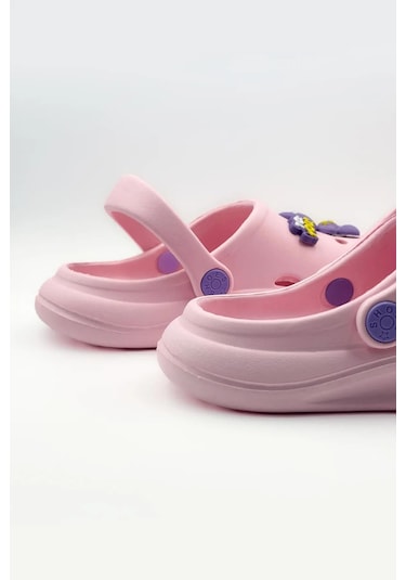 Çocuk Cross Terlik Bahçe Terliği Plaj Sahil Banyo Terliği 30-31-32-33-34-35 Numara Pudra Renk Pudra