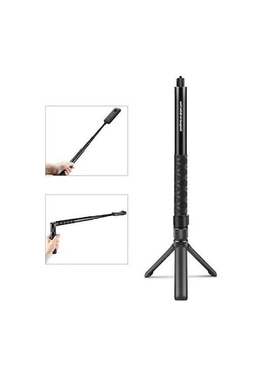 Tongxida Insta360 X3 / X4 Puluz Döner Saplı 110cm Selfie Çubuğu Monopod Siyah