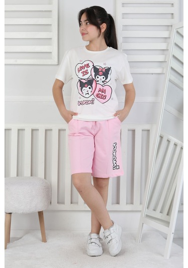 Love Is Kız Çocuk Üst Süprem Alt 2 İp Şort Takım Pembe