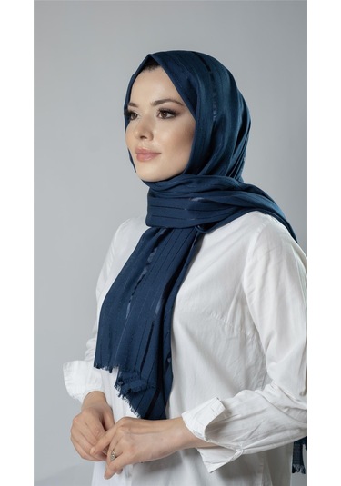 Petrol Mavisi Çizgili Şal Viskon Kumaş Bursa Dolama 202110 17 Petrol Mavisi