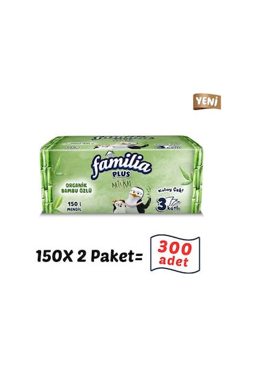 300 Adet 2paket Plus Natural Çek Al Mendil 150li 2 Paket X 150 Yaprak