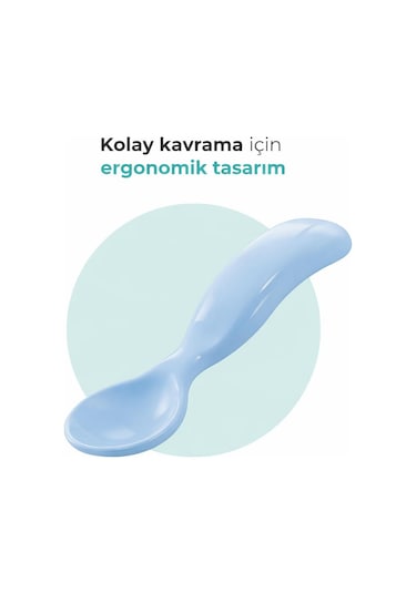 Mamajoo Ergonomik Beslenme Kaşık & Çatal Seti Mavi, 6 Ay+ İkili