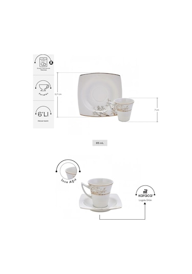 Karaca  Autumn 6 Kişilik Kahve Fincan Takımı 85 ml