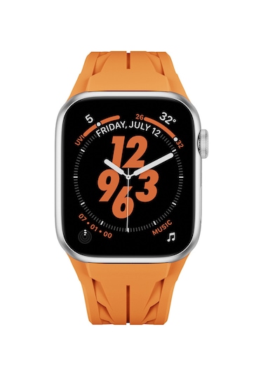 Apple Uyumlu  Watch 42mm Krd-127 Metal Tokalı Silikon Kordon-turuncu
