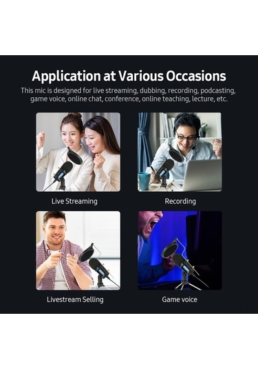 Novahub Profesyonel Kondenser Mikrofon - Gürültü Azaltma, Kulaklık Çıkışı, Tripod Ve Pop Filtre Dahil