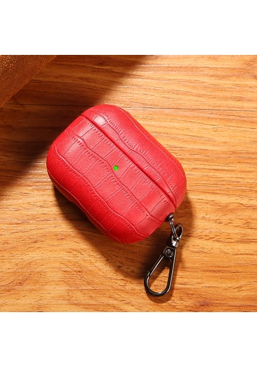 Airpods Uyumlu Pro Timsah Dokusu Kulaklık Koruyucu Kılıf İçin Kırmızı