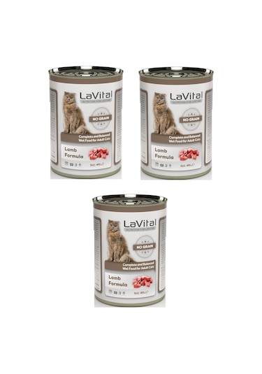 La Vital Tahılsız Kuzu Etli Kedi Konservesi 400 Gr. X 3 Adet