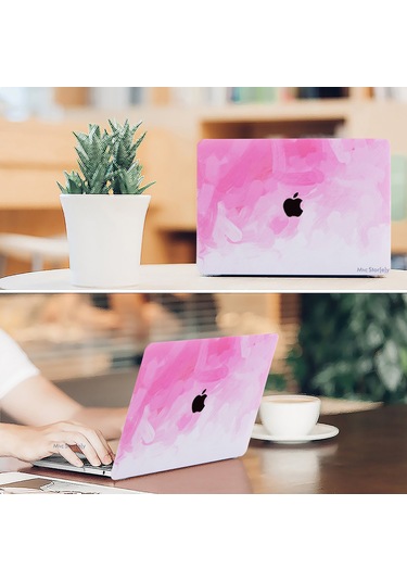 Macbook Air Kılıf 13.6 İnç M2-m3, Paint02 Touchıd'li Air M2-m3 A2681 A3113 İle Uyumlu Pembe